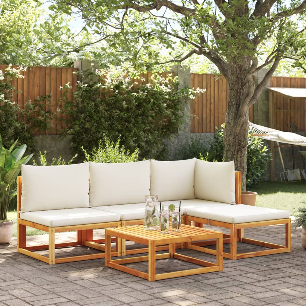 Gartensofa ohne Armlehnen mit Kissen Holz Akazie & Rattan