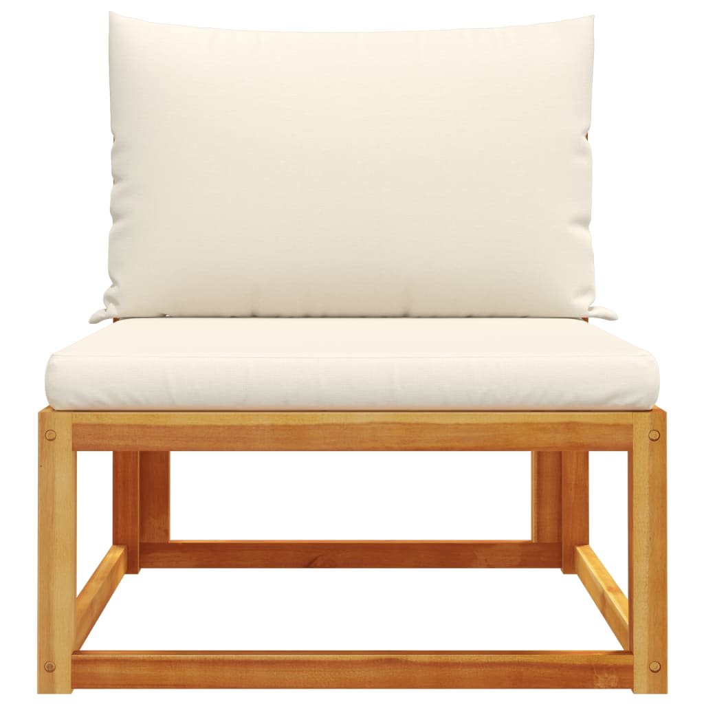 Gartensofa ohne Armlehnen mit Kissen Holz Akazie & Rattan