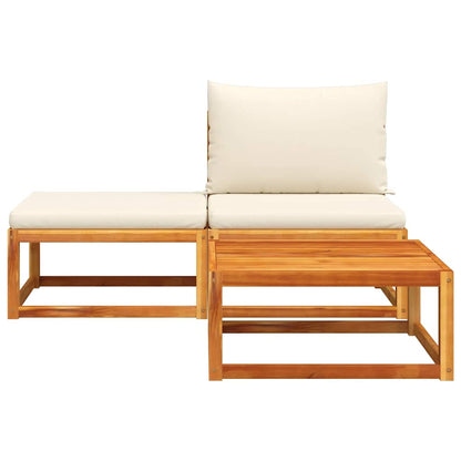 3-tlg. Gartensofa-Set mit Kissen Holz Akazie & Rattan