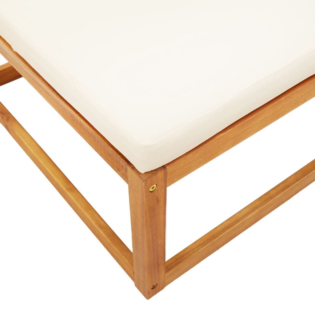 3 pièces. Ensemble de canapé de jardin avec coussins en bois d'acacia massif