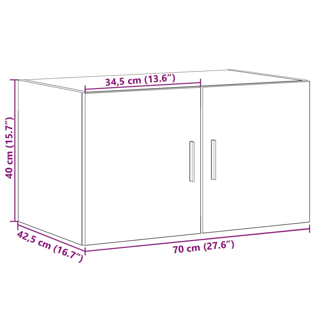 Armoire murale noire 70x42,5x40 cm en bois