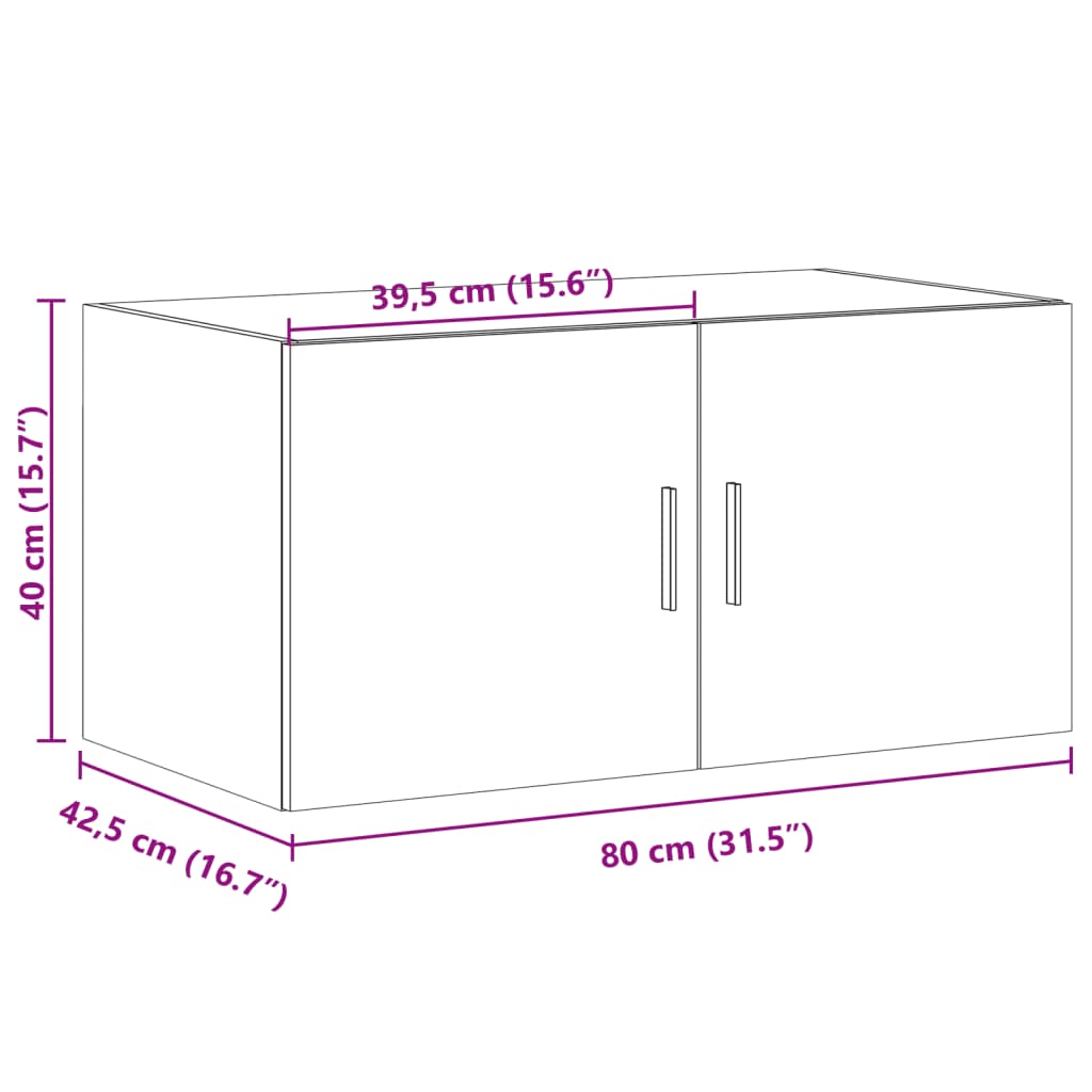 Armoire murale blanche 80x42,5x40 cm en bois