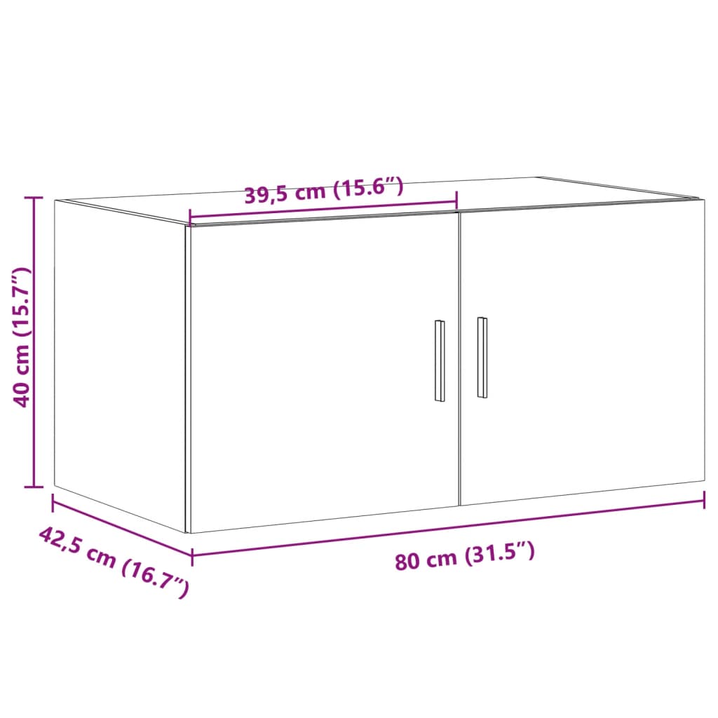 Armoire murale noire 80x42,5x40 cm en bois