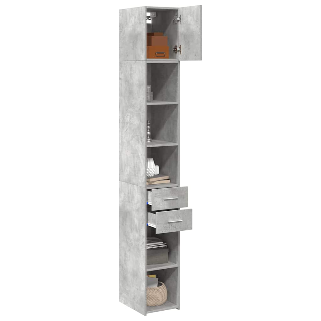 Hochschrank Schmal Betongrau 30x42,5x225 cm Holzwerkstoff