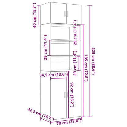 Hochschrank Weiß 70x42,5x225 cm Holzwerkstoff