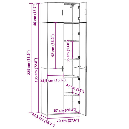 Hochschrank Betongrau 70x42,5x225 cm Holzwerkstoff