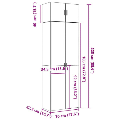 Hochschrank Weiß 70x42,5x225 cm Holzwerkstoff