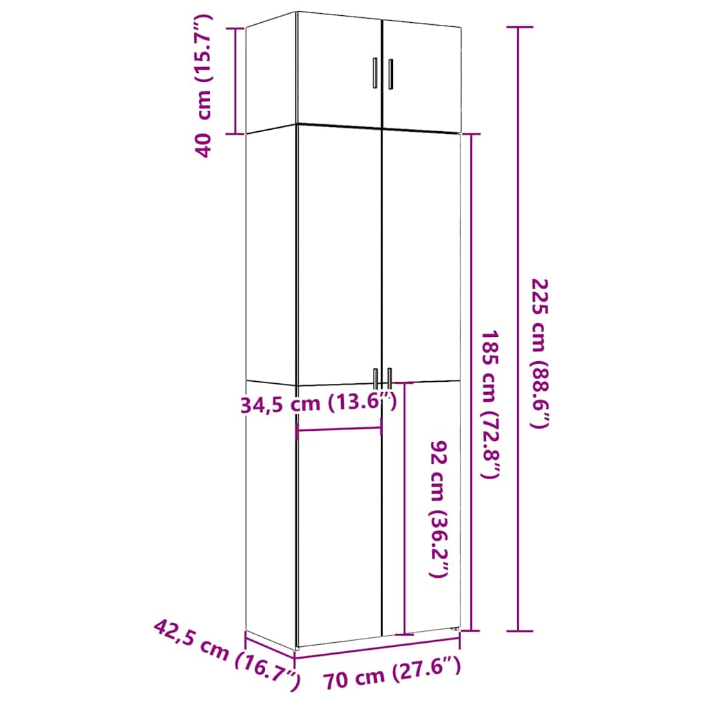 Hochschrank Sonoma-Eiche 70x42,5x225 cm Holzwerkstoff