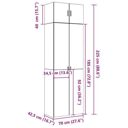 Hochschrank Betongrau 70x42,5x225 cm Holzwerkstoff