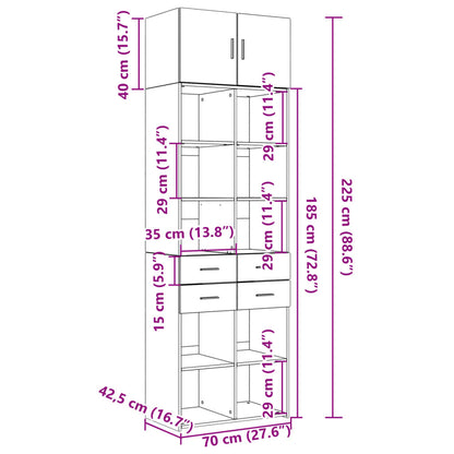 Hochschrank Grau Sonoma 70x42,5x225 cm Holzwerkstoff