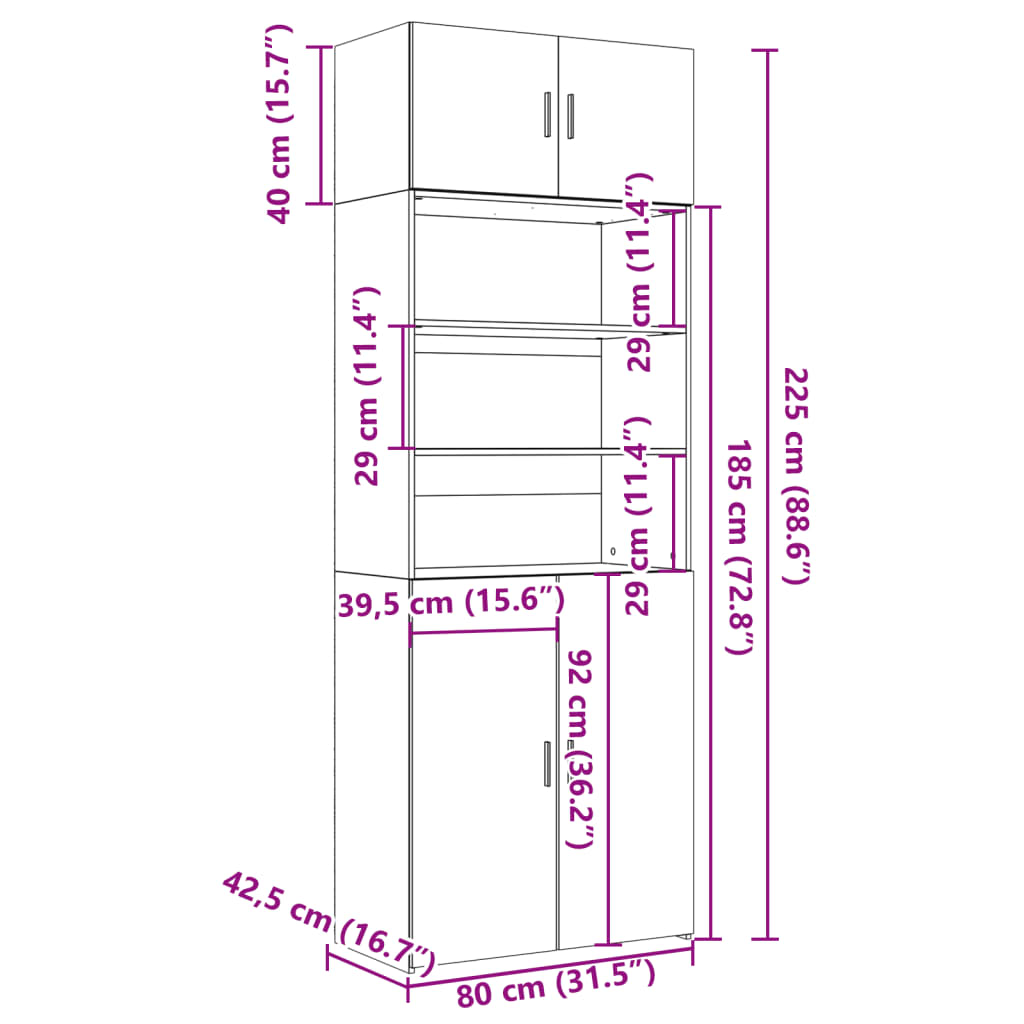 Hochschrank Räuchereiche 80x42,5x225 cm Holzwerkstoff