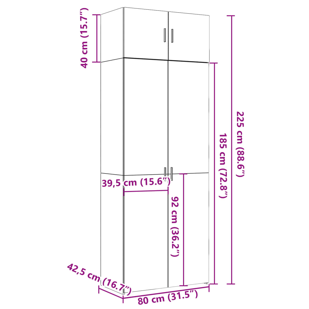Hochschrank Sonoma-Eiche 80x42,5x225 cm Holzwerkstoff