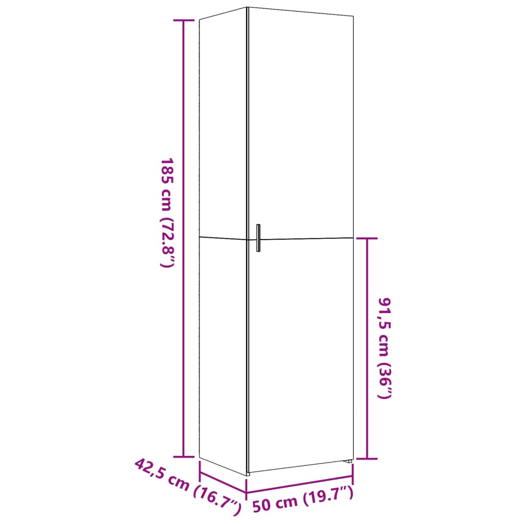 Highboard Sonoma-Eiche 50x42,5x185 cm Holzwerkstoff