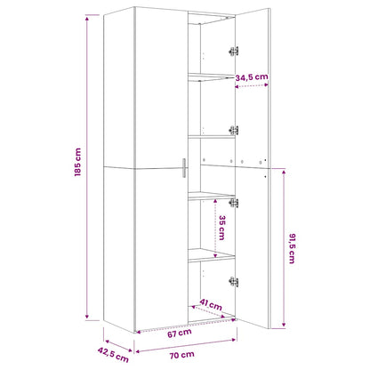 Highboard Betongrau 70x42,5x185 cm Holzwerkstoff