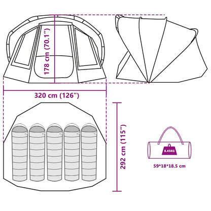 Angelzelt 5 Personen Braun Wasserdicht