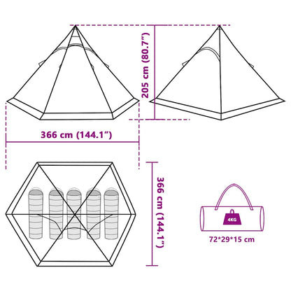 Tipi-Campingzelt 5 Person Blau Wasserdicht