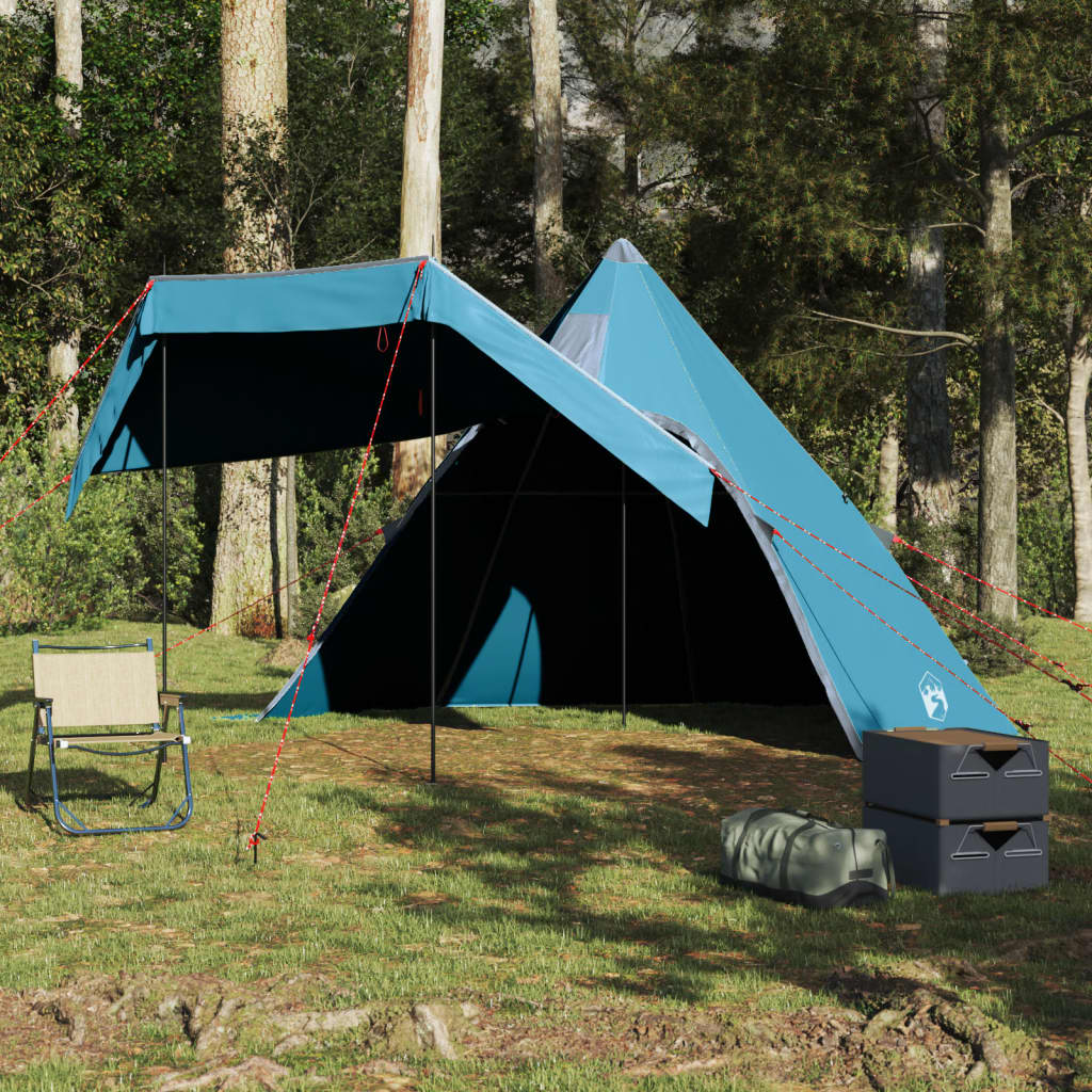 Tente de camping tipi 5 personnes bleue imperméable