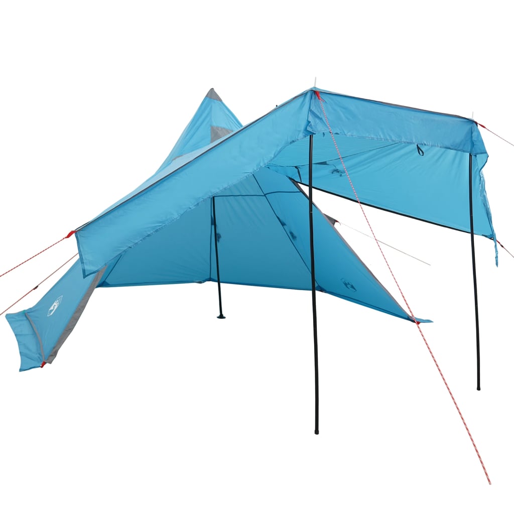 Tente de camping tipi 5 personnes bleue imperméable