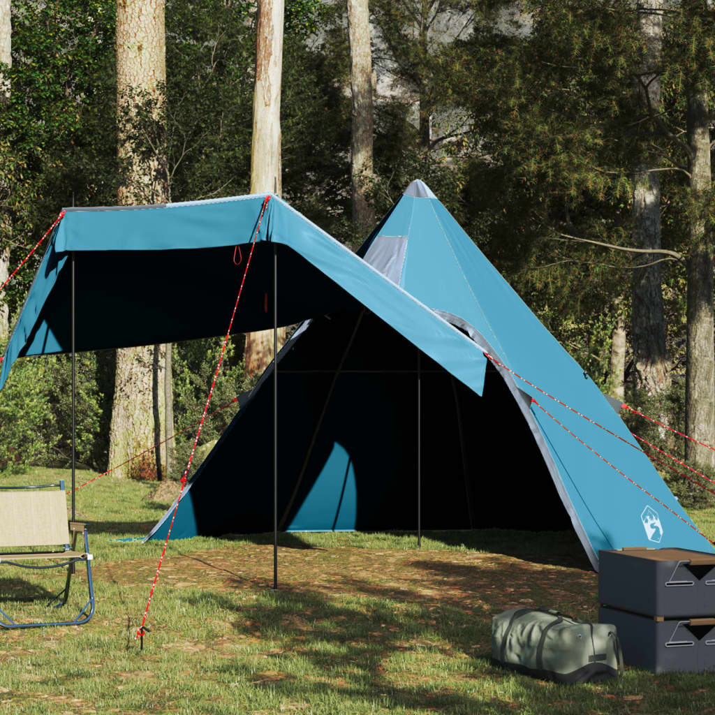 Tente de camping tipi 5 personnes bleue imperméable