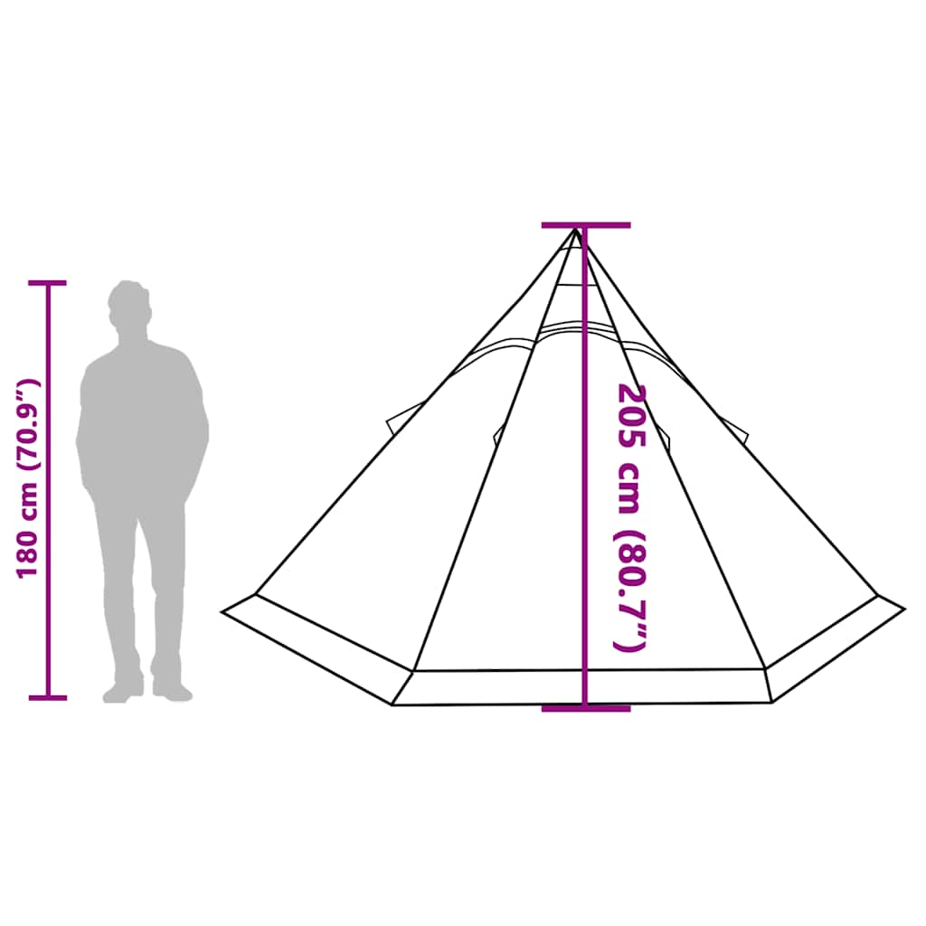 Tipi-Campingzelt 5 Personen Grau Wasserdicht