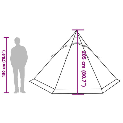 Tipi-Campingzelt 5 Personen Grau Wasserdicht