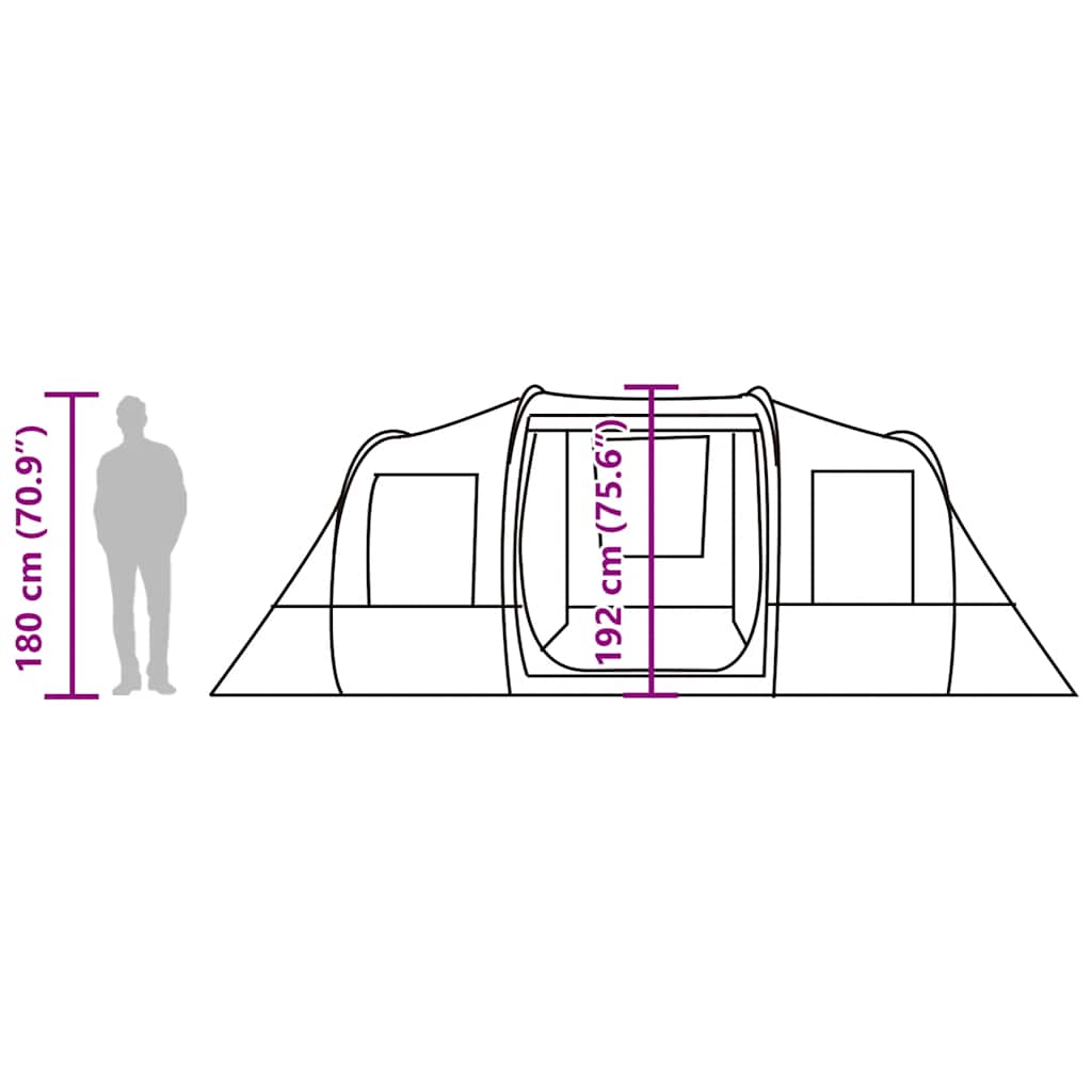 Tunnelzelt 4 Personen Grau und Orange Wasserdicht