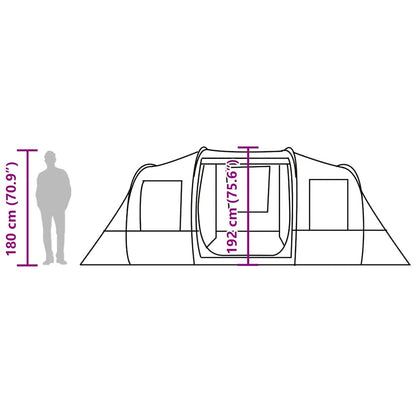 Tunnelzelt 4 Personen Grau und Orange Wasserdicht