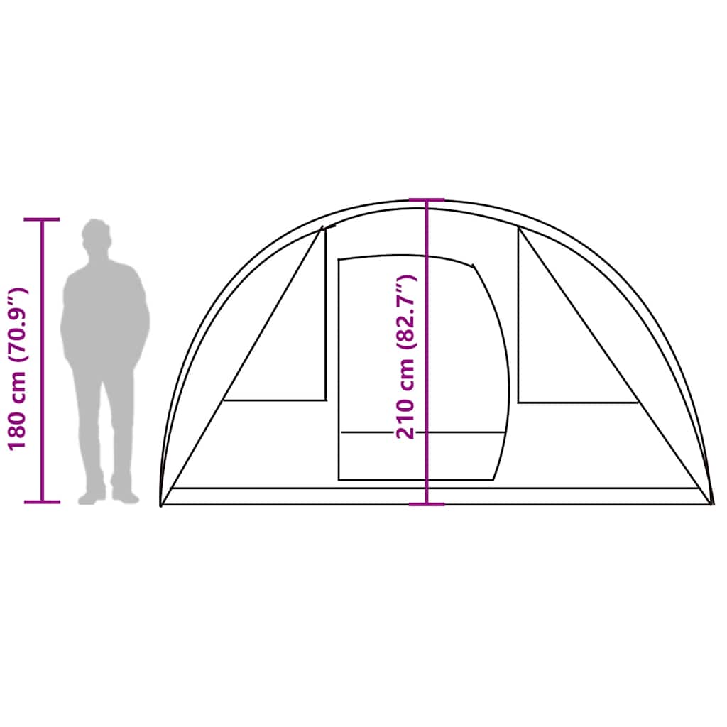 Tunnelzelt 5 Personen Grün Wasserdicht