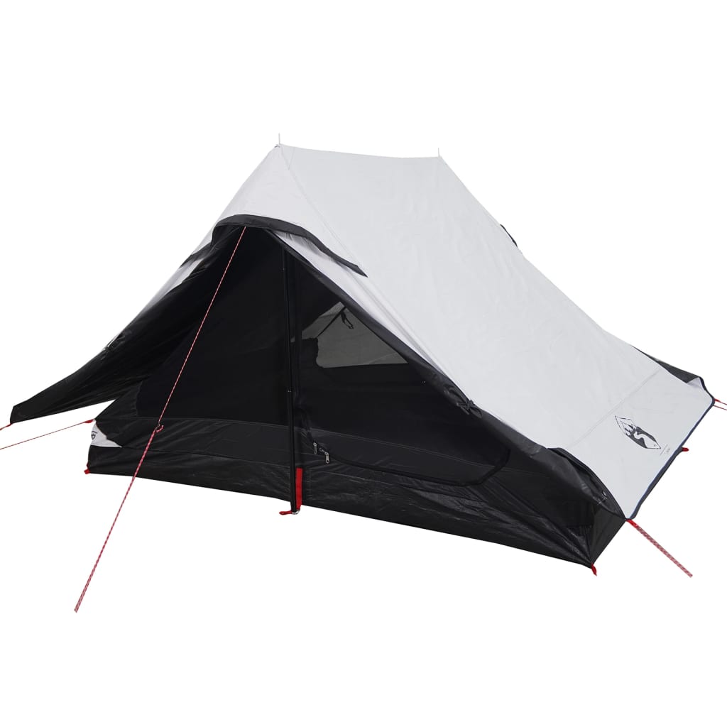 Tente de camping 2 personnes en tissu occultant blanc imperméable