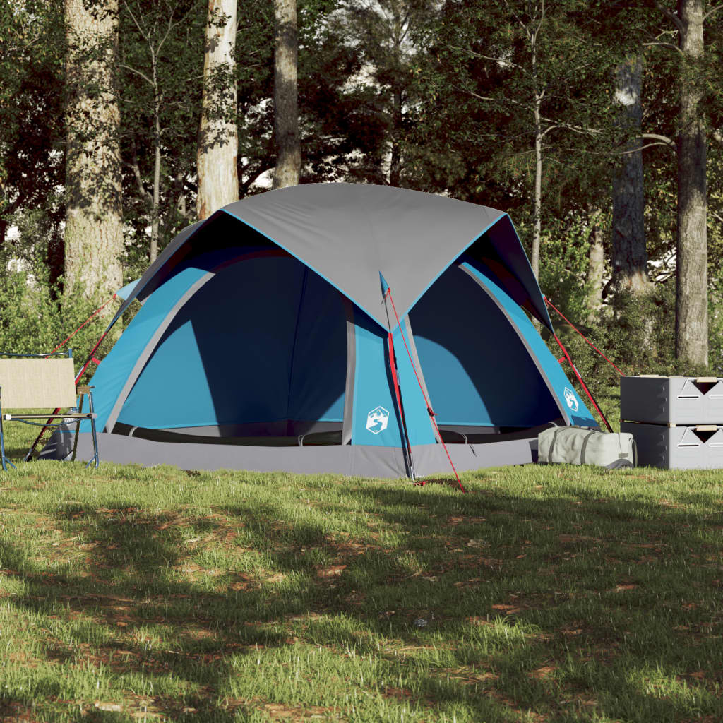 Tente de camping 4 personnes bleue imperméable