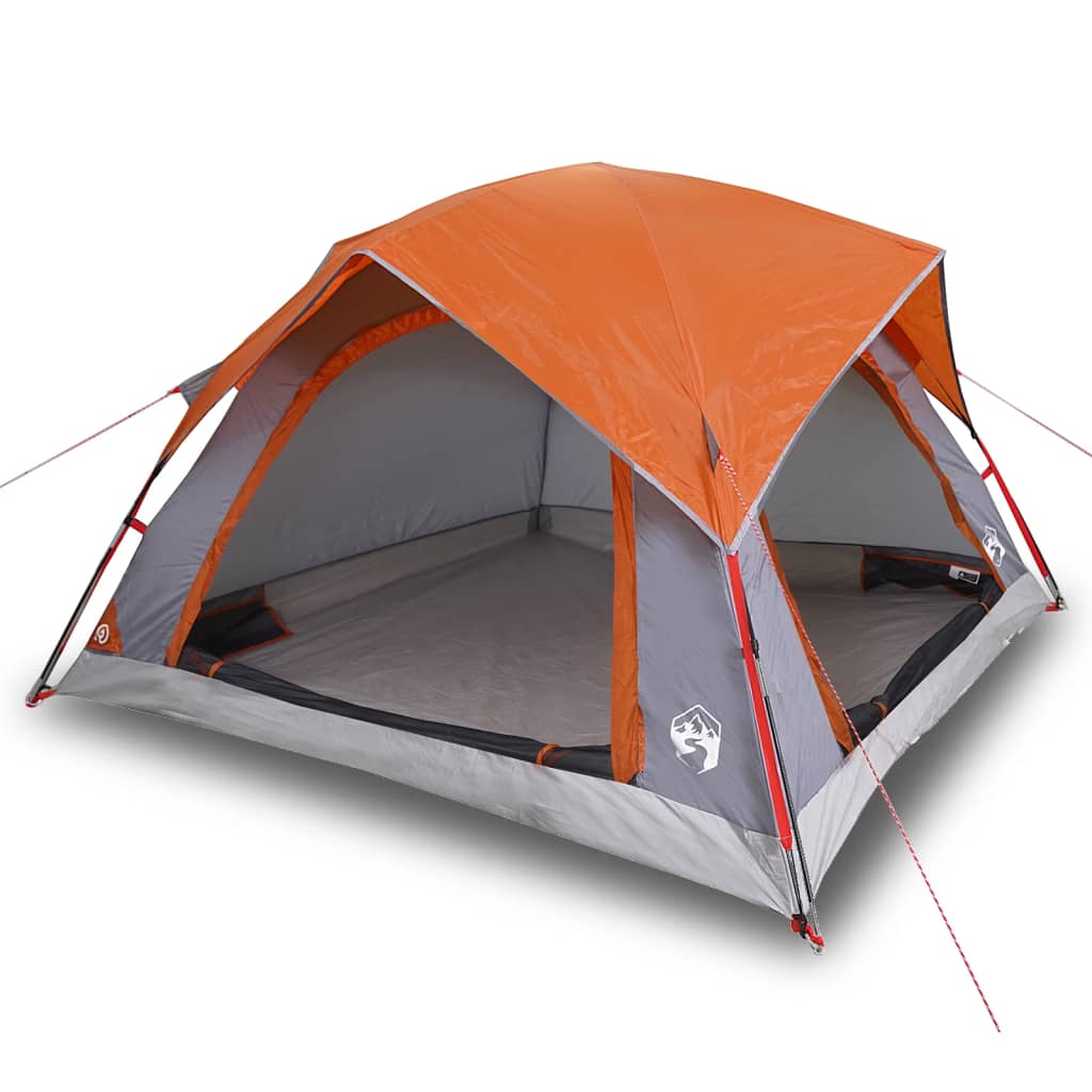 Tente de camping 4 personnes grise et orange imperméable