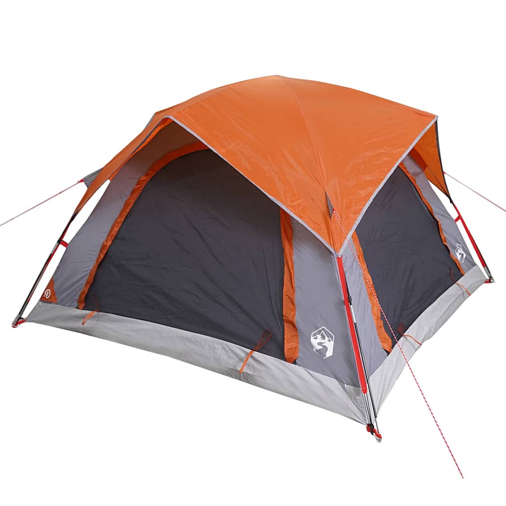 Tente de camping 4 personnes grise et orange imperméable