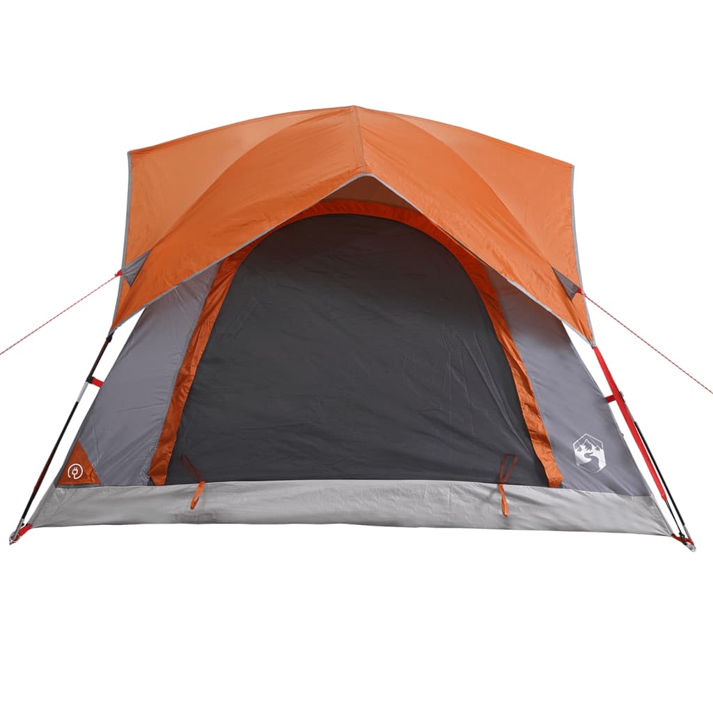 Tente de camping 4 personnes grise et orange imperméable