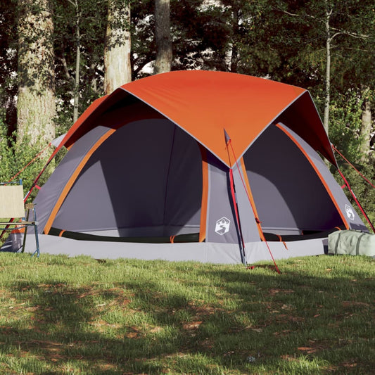 Tente de camping 4 personnes grise et orange imperméable