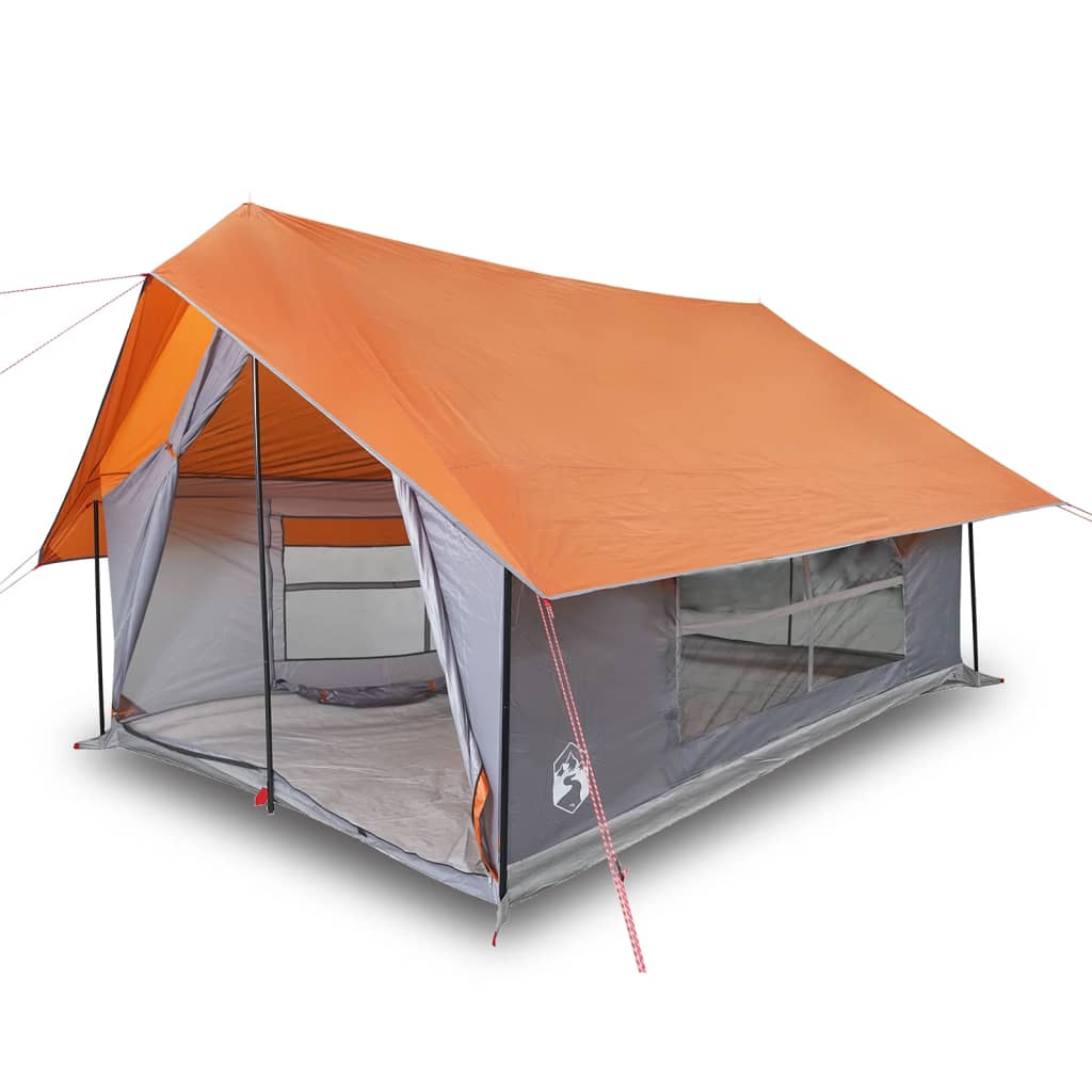 Campingzelt 5 Personen Grau und Orange Wasserdicht