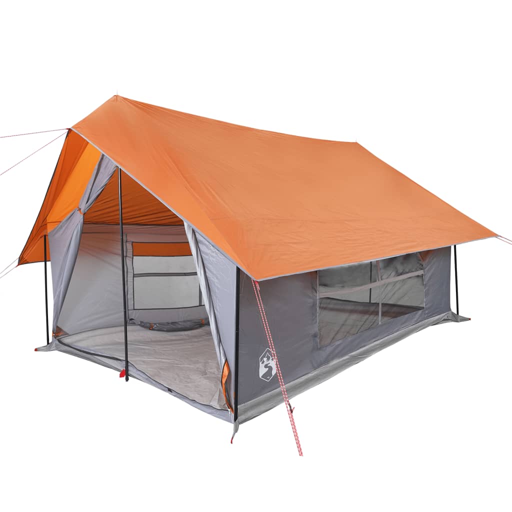 Tente de camping 5 personnes grise et orange imperméable