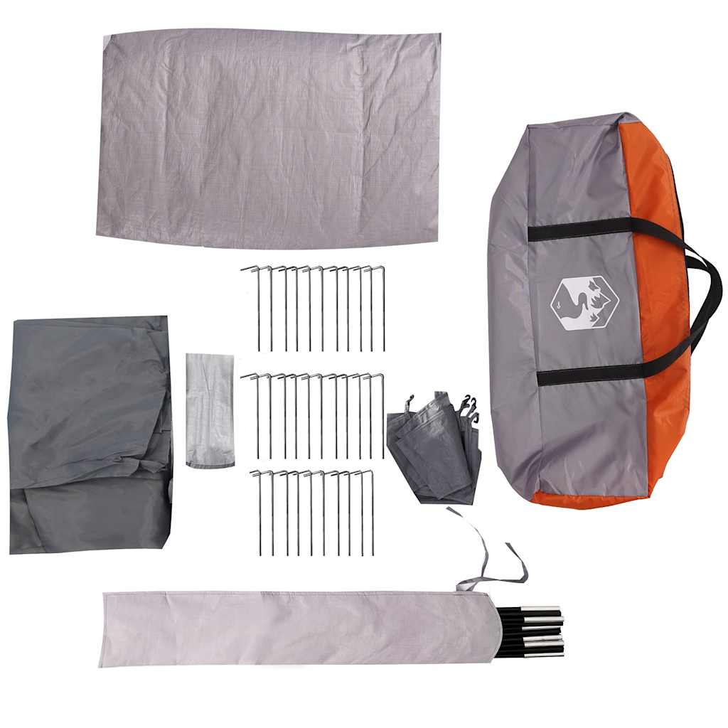 Campingzelt 5 Personen Grau und Orange Wasserdicht