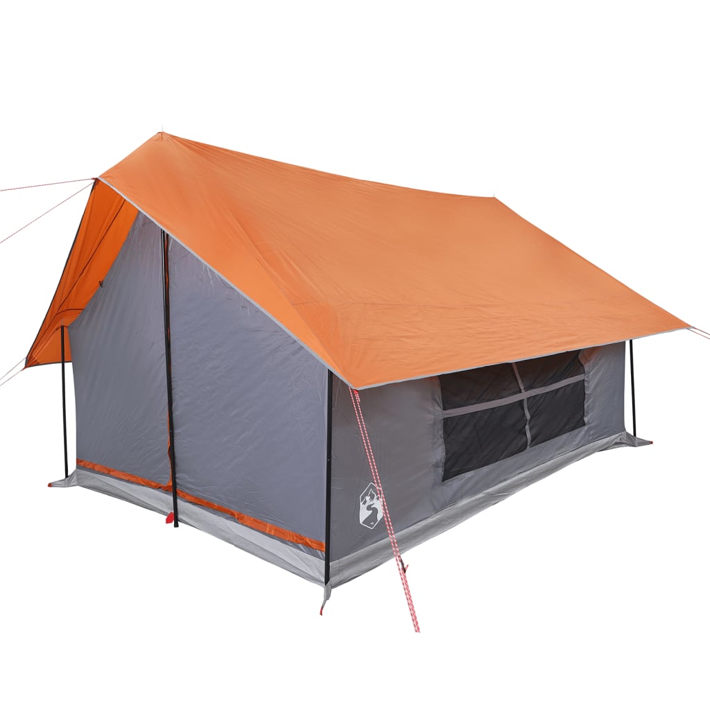 Tente de camping 5 personnes grise et orange imperméable