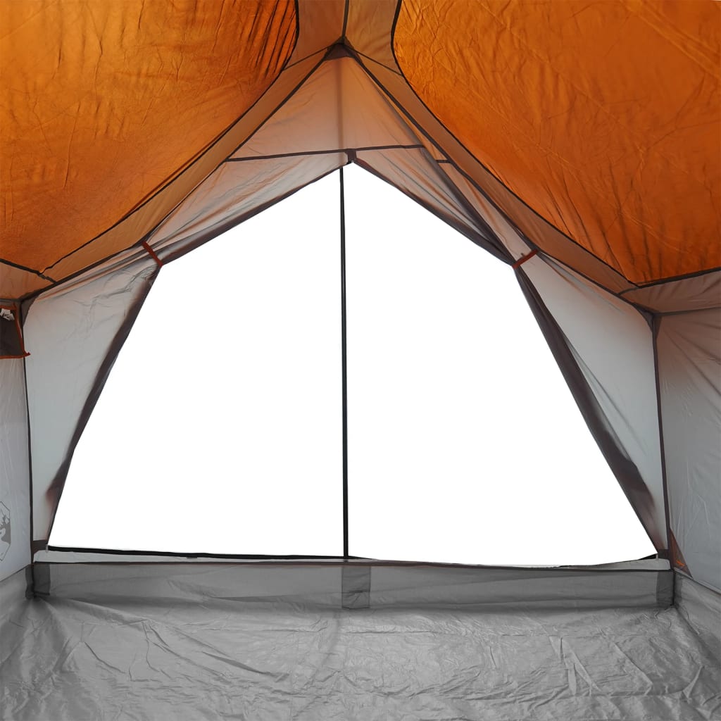 Tente de camping 5 personnes grise et orange imperméable