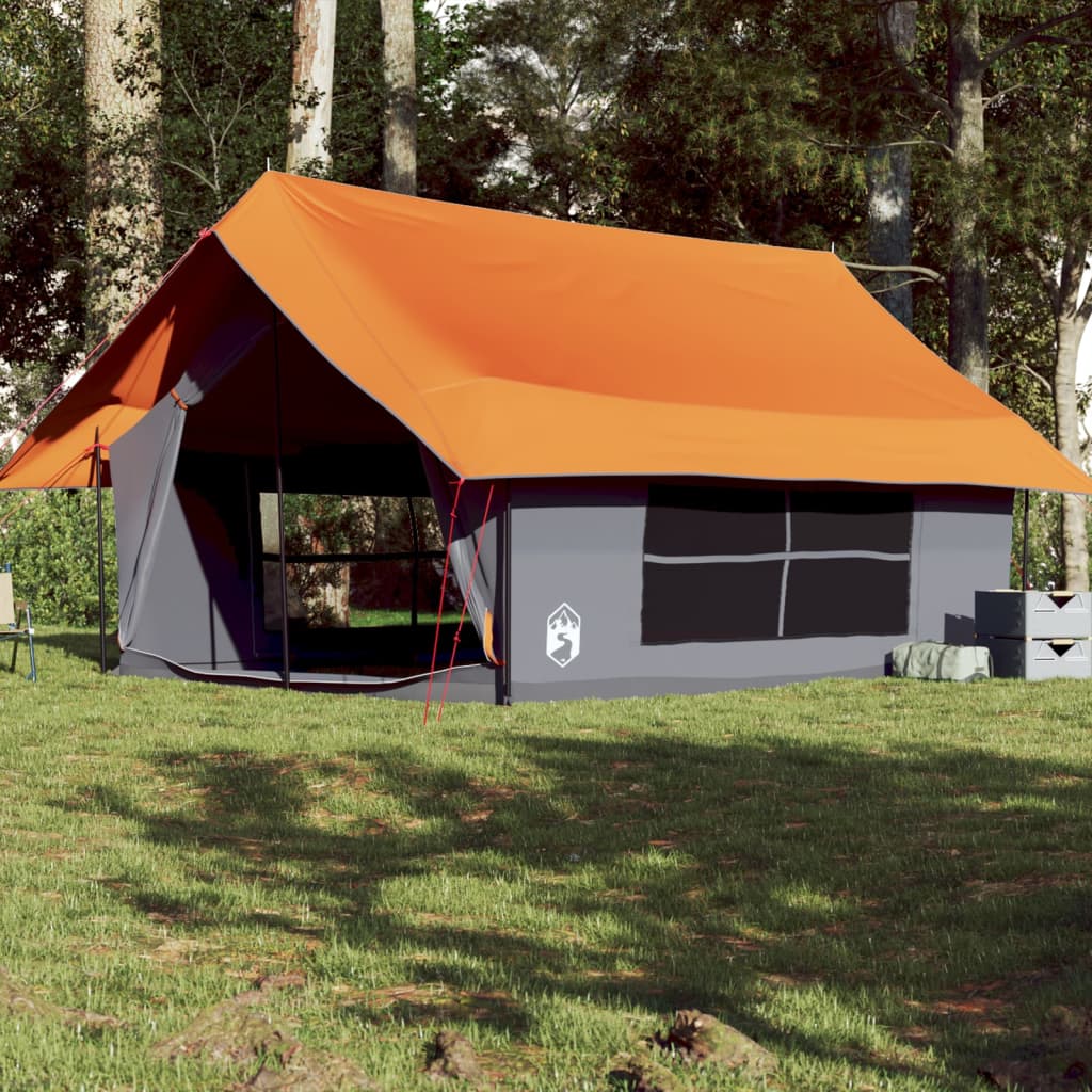 Tente de camping 5 personnes grise et orange imperméable