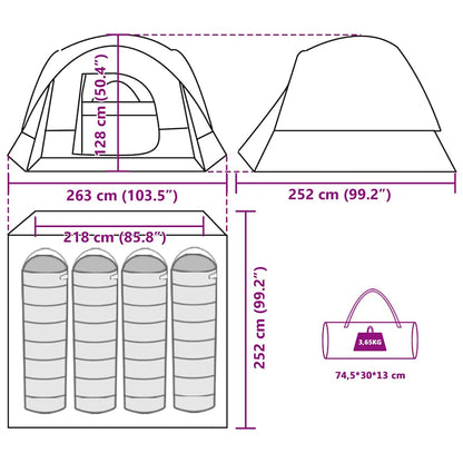Campingzelt 4 Personen Grün Wasserdicht