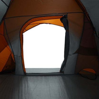 Campingzelt 4 Personen Grau und Orange Wasserdicht