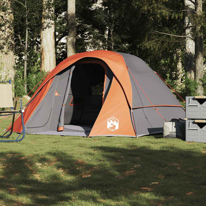 Campingzelt 4 Personen Grau und Orange Wasserdicht