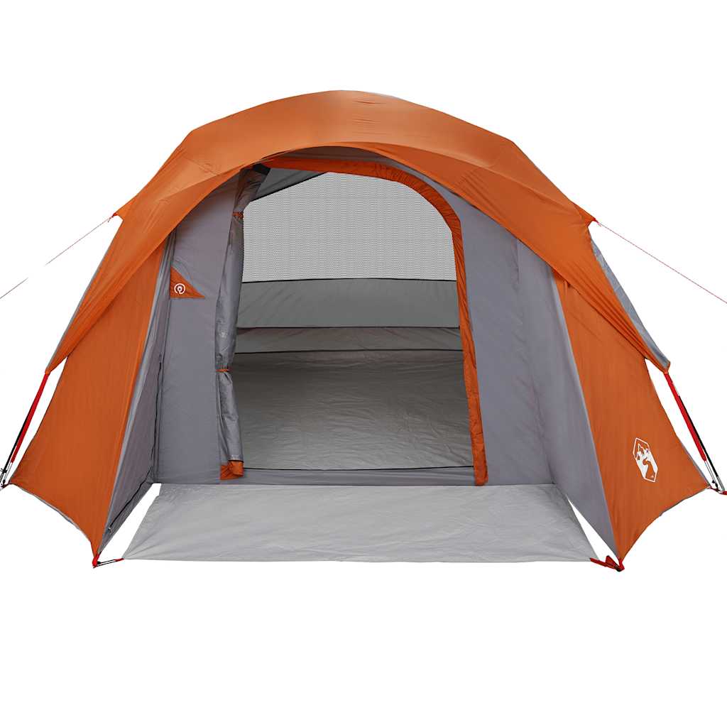 Campingzelt 4 Personen Grau und Orange Wasserdicht