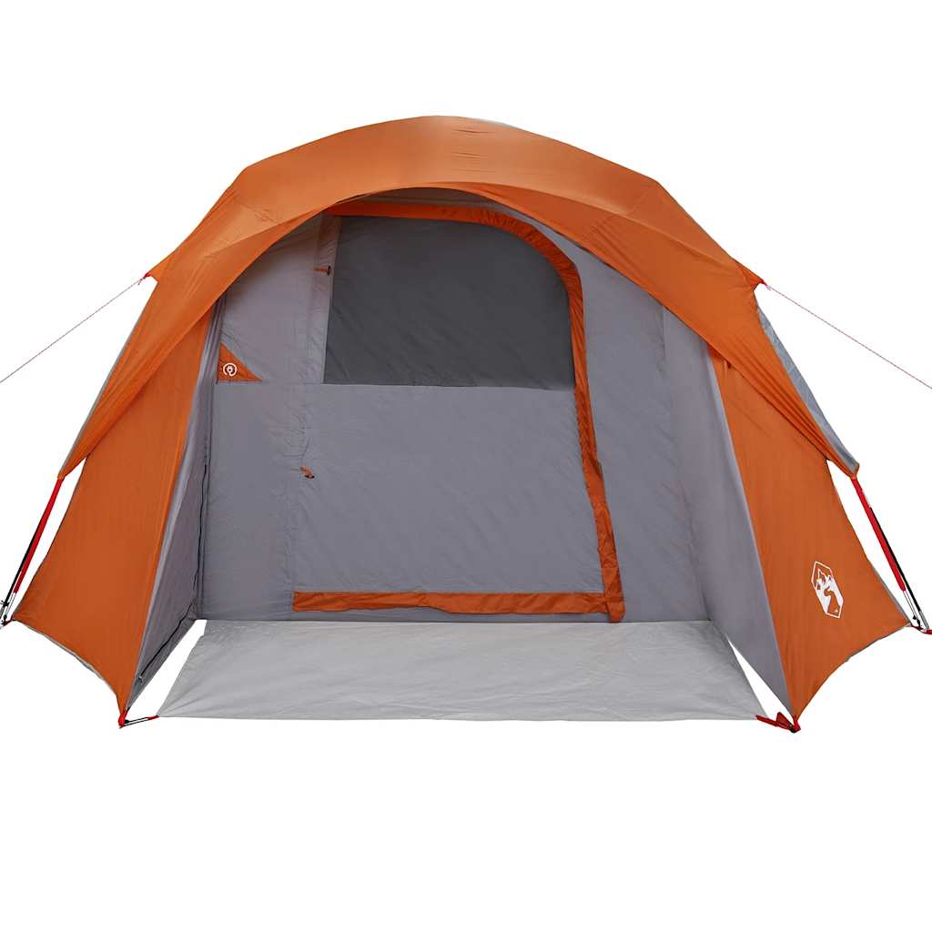 Campingzelt 4 Personen Grau und Orange Wasserdicht