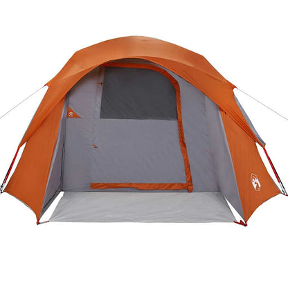 Campingzelt 4 Personen Grau und Orange Wasserdicht