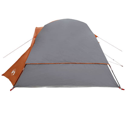 Campingzelt 4 Personen Grau und Orange Wasserdicht