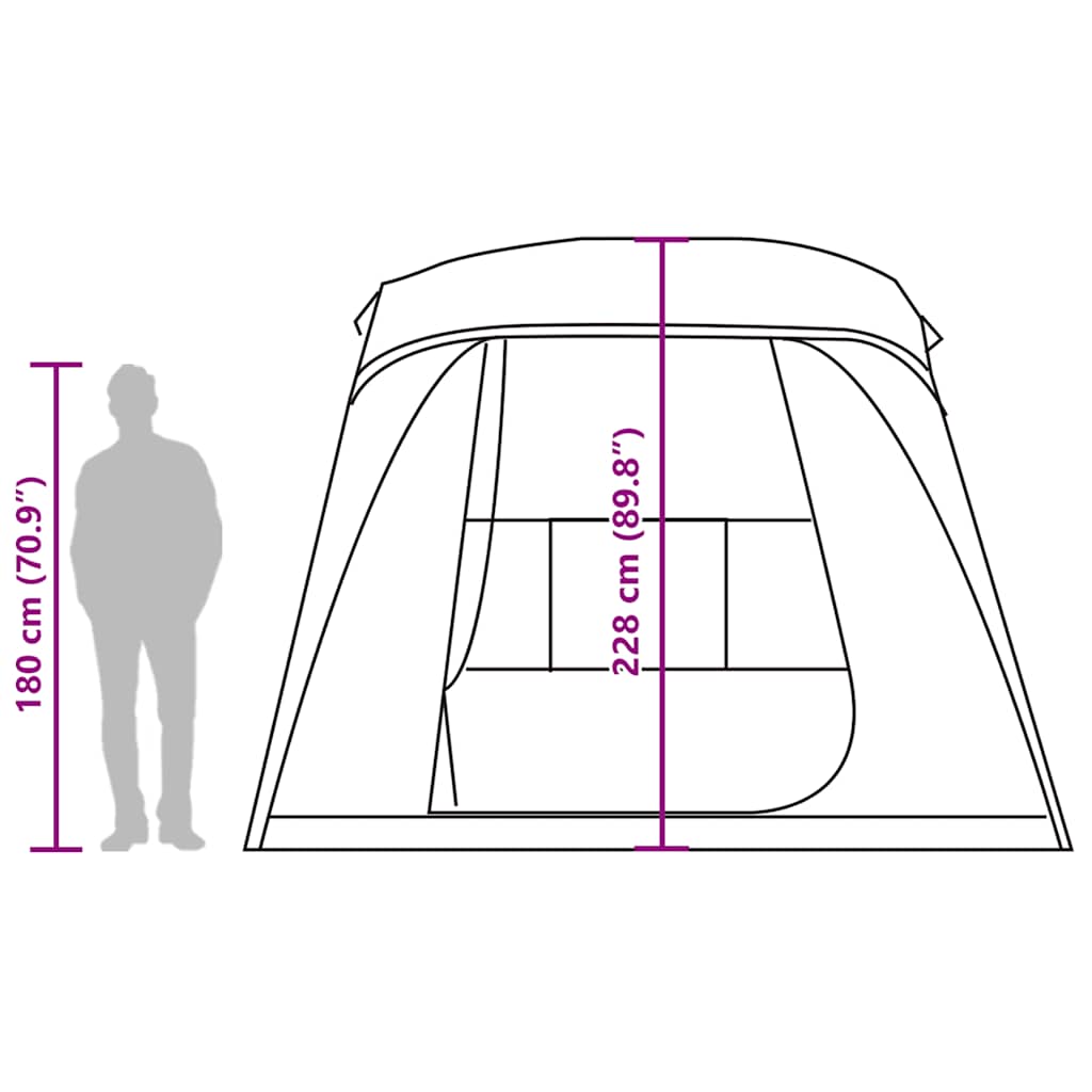Campingzelt mit Vorzelt 5 Personen Grün Wasserdicht