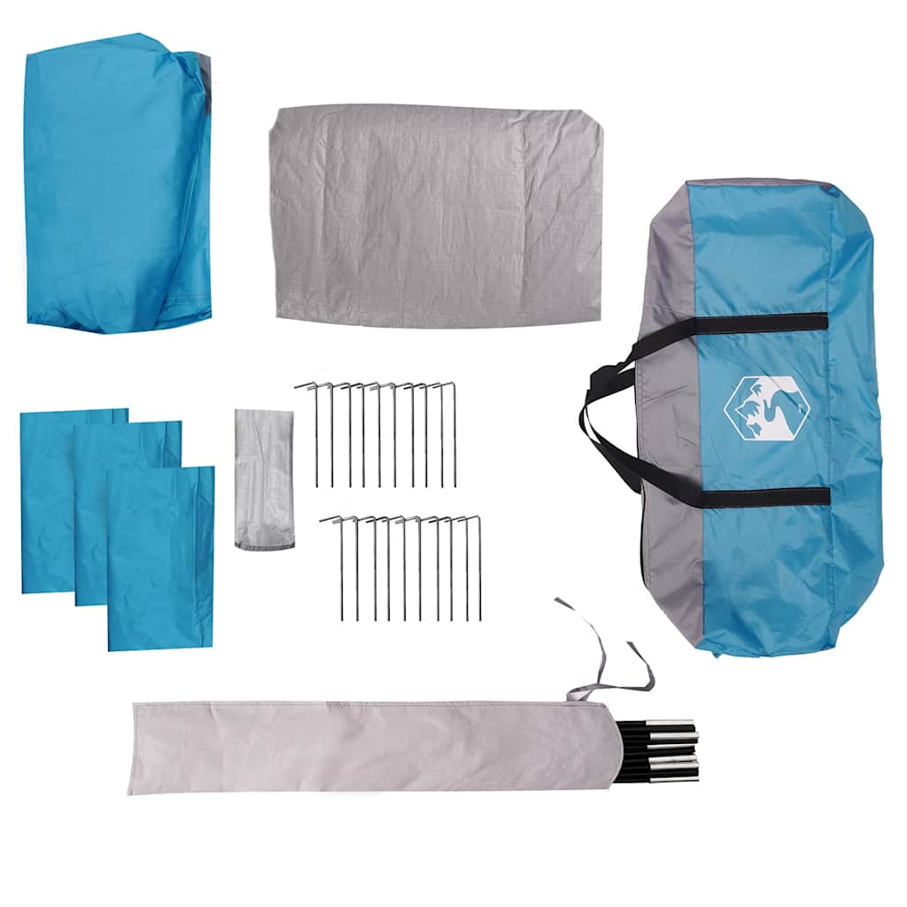 Campingzelt mit Vorzelt 5 Personen Blau Wasserdicht