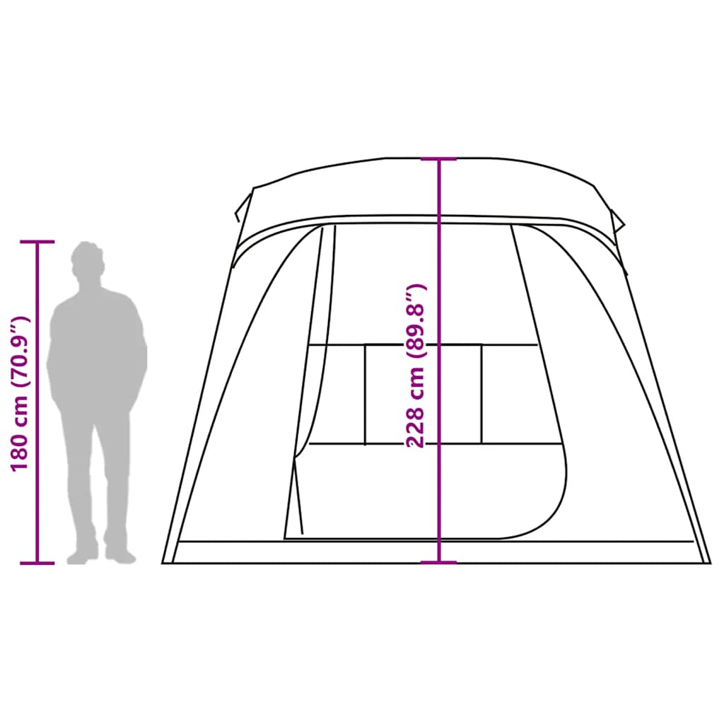 Campingzelt mit Vorzelt 5 Personen Grau und Orange Wasserdicht